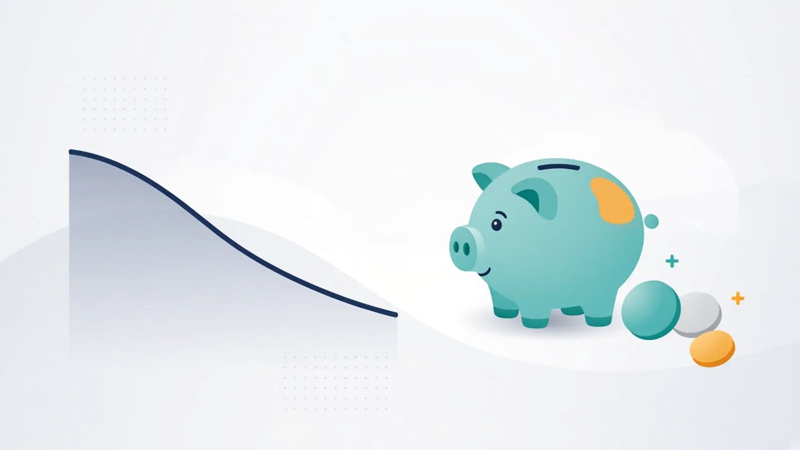 Declining balance chart with piggy bank for early loan payoff